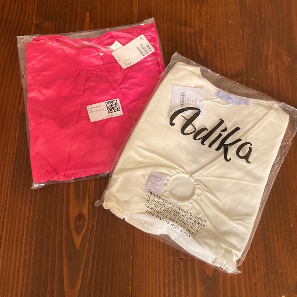 BUNDLE of H&M Cotton Puff-sleeved Blouse AND Adika Cream Crop Top